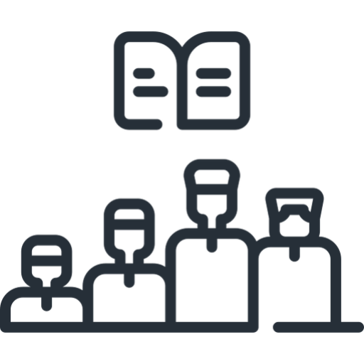 People learning from a book icon.